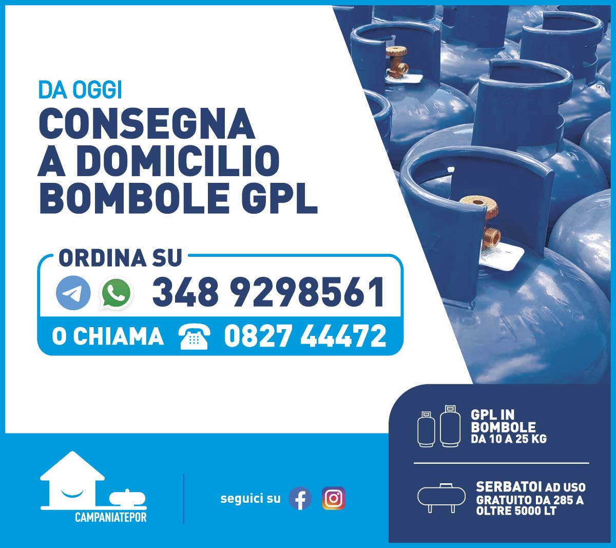 Da oggi è attivo il servizio Campania Tepor di consegna a domicilio di bombole gpl in alcuni comuni della provincia di Avellino